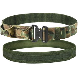 MOVEMINGLE Tactical Belt for Men, Gun Belt Tactical 1.9" with Heavy Duty Quick Release Buckle Green Camo XL