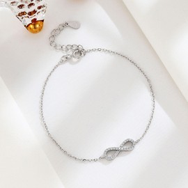 Hmzidz 925 Sterling Silver Infinity Bracelets for Women,Silver Diamond Bracelets for Ladies,Dainty Cubic Zirconia Chain Bracelet,Elegant Jewelry Bracelet Gift For Girlfriend,Adjustable