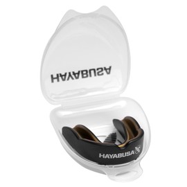 Hayabusa Combat Sports Mouth Guard Youth, Kids and Adult Sizes Comes with Case - Black/Gold, Adult