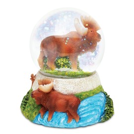 COTA Global Moose Stone Snow Globe - Sparkly Water Globe Figurine with Sparkling Glitter, Collectible Novelty Ornament for Home Decor, for Birthdays, Christmas, and Valentine's Day