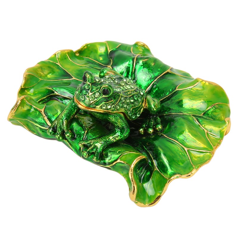 Lotus Leaf Frog Jewelry Box Hand Painted Innovative Metal Jewelry