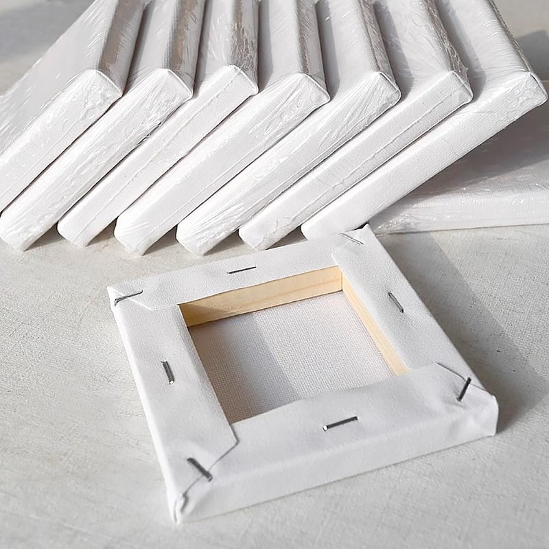 キャンバス キャンバスボード 10cm×10cm 8個セット イーゼル付き 正方形 ミニキャンバス 画材 絵画 水彩画