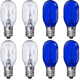 Mudder 8 Pieces Lighted Make Up Mirror Bulbs 20W Replacement Bulbs for Double Sided Illuminated Mirror (Blue, Clear)