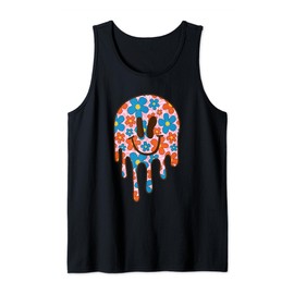 Funny Daisy Floral Retro Smile Dripping Face Cute 70's 80's Tank Top