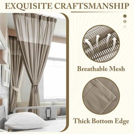 Hospital Room Divider Curtain, Medical Privacy Screen Room Divide with Mesh Top, Hospital Bed Divider Curtain, Hooks Hanging Cubicle Curtains, for Medical Clinic, Lab, School (6.5W×8.8L ft)