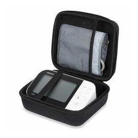 Ginsco Universal Hard Shell Case for Blood Pressure Monitor, Compatible with Omron Platinum/Gold, Portable Carrying Travel Case with Handle, Mesh Pocket for Cuff/Batteries/Charger (Black, L)