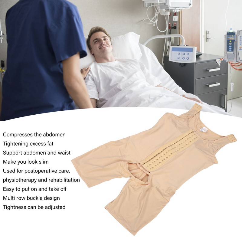 Men Shapewear Bodysuit Soft Breathable Adjustable Postoperative Compression Slimming Bodysuit