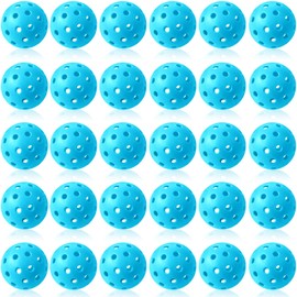 Tradder 30 Pcs Plastic Practice Baseballs Bulk 40 Holes Multi Color Practice Golf Balls for Outdoor Indoor Tournament Play Training for All Style Paddle, 2.9 Inches (Blue)