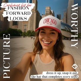 Two Tone Vintage Snapback Hat - Chicago - Red/Beige