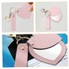 PACKOVE Heart Shaped PU Makeup Mirror Keychain Portable 360° Rotating