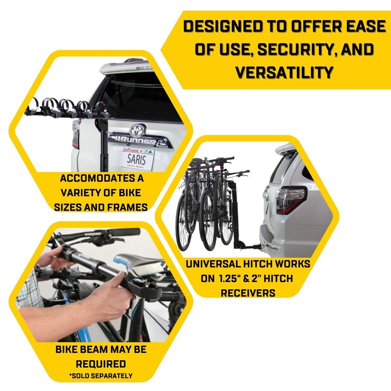 Saris Bike Rack, Grand Slam Hitch Car Rack, Universal Hitch,