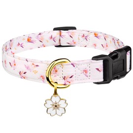 Cotton Handmade Dog Collar Cute and Distinctive Patterns White Flower with Pendant Cute Dog Collars for Small Medium Large Dogs Girl Dogs Boy Dogs S