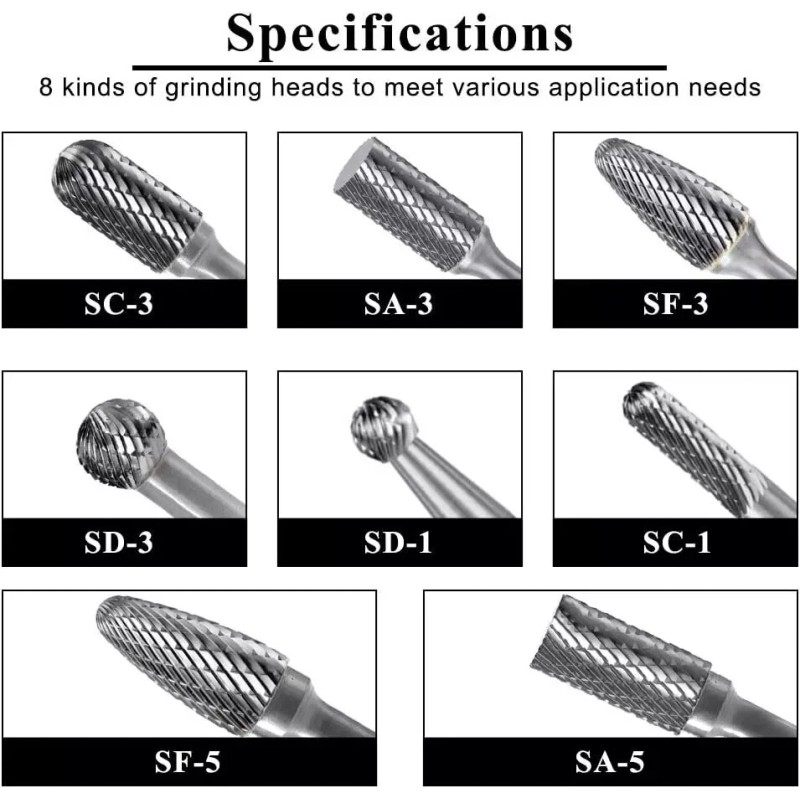 1/4'' Double Cut Tungsten Steel Carbide Rotary Burr Die Grinder
