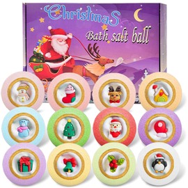 12Pcs Christmas Kids Bath Bombs,12 Surprise Christmas Toys Inside,Xmas Stocking fillers Kids,Gift Set for Her,Bubble Bath Present for Women