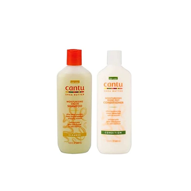 Cantu Moisturizing Cream Shampoo 13.5 Oz & Moisturizing Rinse Out