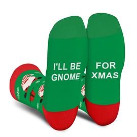 Funny Christmas Socks for Men Women Teens Boys - I’ll Be Gnome for Xmas Secret Santa Christmas Gifts Novelty Fun Crew Funky Cute Crazy Silly Socks Funny Xmas Stocking Stuffers