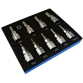 9pcs 3/8 inch Imperial Hex Allen Key Socket Bit 2mm to 10mm