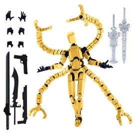 T13 Action Figure Set Already Assembled for Adult, 3D Printed Dummy T 13 Octopus Doctor Toy Men, Multi-Jointed Robot Desktop Decoration Gift for Game Lovers (Glod)
