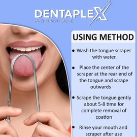 Dentaplex Tongue Scraper Metal Stainless Steel Tongue Scrapers for Adults Restore Fresh Breath Improve Taste and Oral Health with our tongue cleaners suitable for Men & Women Personal Hygiene - tongue scraper 2