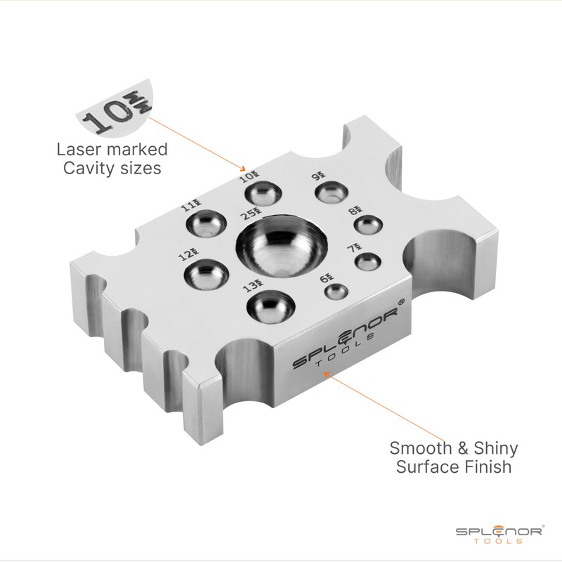 Splenor Tools Steel Designer Dapping Doming Block - for Jewelry