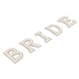 Rhinestone Applique Letter, BRIDE Design Sew On Sparkling Pearl Rhinestone Applique Patch English Iron On Letter Clothes Applique Decoration