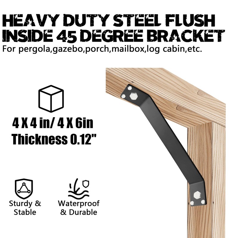 VEVIVOOVY 8pcs Inside 45 Degree Angle Bracket,L/7-1/4 x 1/8 x