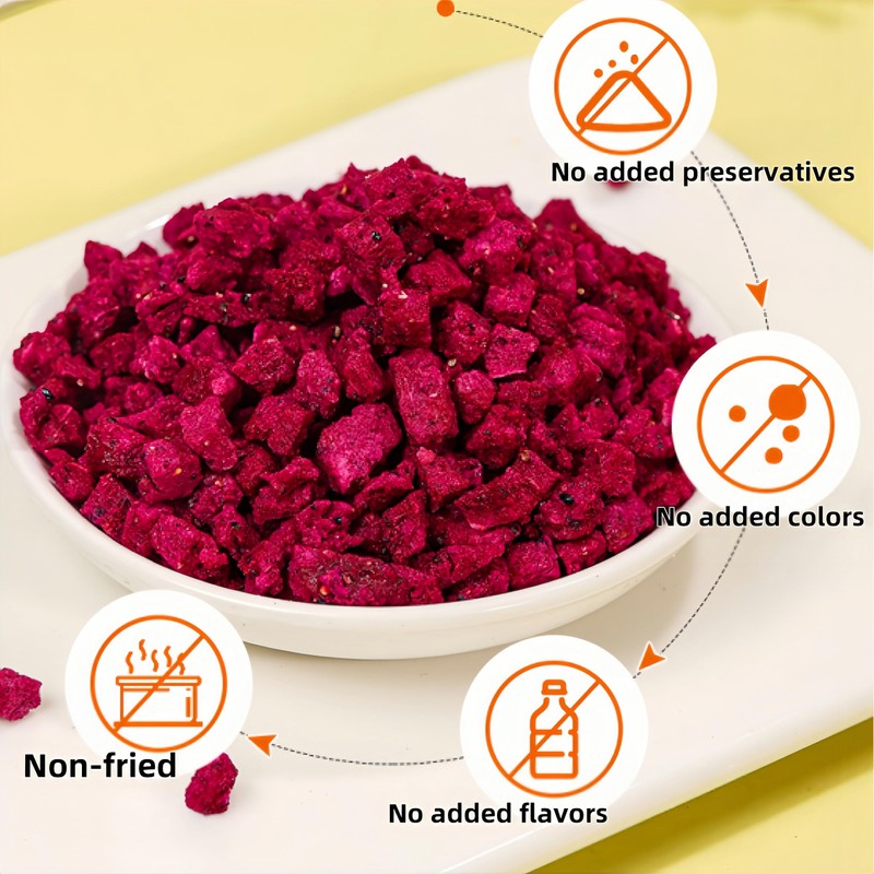Freeze-Dried Dragon Fruit Cubes, 5.2oz Sealed cans | Unsweetened Crispy