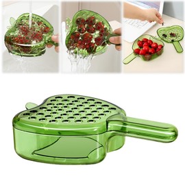 BOPOREAE Multifunctional Fruit and Vegetable Washing Bowl with Lid, Fruit Drainer Container with Handle, 2 In 1 Drainer and Strainer, Mini Plastic Colander, Mini Berry and Tomato Grape Washer
