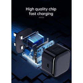 For Moto G85 /G15 /G05 /G55 /E15 /G75 /G35 /G04 /G24 /G34 /G54 /G84 /G14 /G13 /G23 /G53 /G73 /G32 /G62 /G82 /G50 Charger, 20W USB C Charger Plug Fast PD Adapter Mains UK Wall Charger (Black)