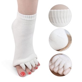 AIBEARTY 3 Pairs Yoga Sport Gym Five Toe Separator Socks Foot Alignment Pain Massage Toeless Socks
