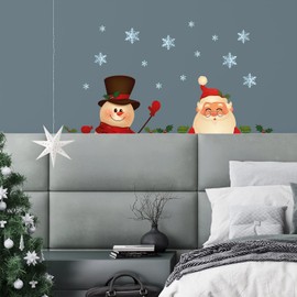 WALPLUS Christmas Decorations Wall Stickers Peeking Santa and Snowman Stickers Set Wall Art Display Decals Living Room Sale Clearance Home Living Room Bedroom DIY Gift