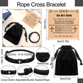 Tondiamo Christian Cross Bracelet for Husband Son Valentines Easter Inspiration Gift Religious Stocking Cool Gifts Stuffers for Men Son Baptism Communion Birthday Favors