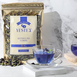 YESTEA Butterfly Pea Flower 4.41 oz (375+ Cups) Small-Batch and Handpicked from Thailand - Non GMO Rich in Antioxidants, Caffeine Free, Vegan, and Gluten Free (4.41 Oz)