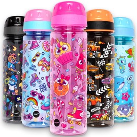 Fringoo 650ml Kids School Water Bottle Straw Water Bottle with Carry Handle 100% Leakproof BPA-Free School Water Bottle for Kids Very Durable
