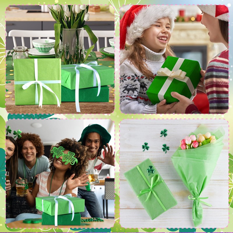 PLULON 60 Sheets Green Tissue Paper Bulk, Green Tissue Paper