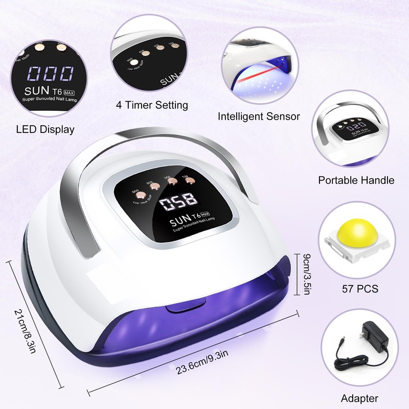 LKE 220W UV LED Nail Lamp, Professional Gel Dryer with