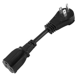 0.5 Ft 360° Rotating Flat Plug Extension Cord, 3 Prong Grounded Wire 16 AWG Power Cord, 125V/13A, Black Short Power Extender Cable for Indoor, Home Office, Travel, Compact Areas Use