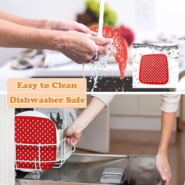 MLIMBU Reusable Silicone Air Fryer Liners 7,28 Inch!(4pack aquare) Durable Dishwasher Safe Non-Stick Parchment Paper Replacement