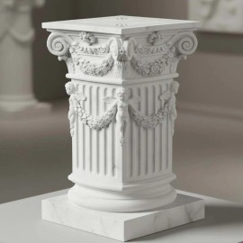 Wreath Carved Resin Garden Pedestal - Marble-Effect Finish, Elegant Base for Planters & Outdoor Decor (Greek Column Style)Color: As picture, Size: One Size