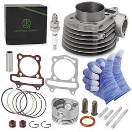 LEAPING KNIGHT GY6 150cc 58.5mm Cylinder Kit with Piston Ring Gasket Spark Plug,Big Top End Rebuild Kit 4 Stroke 152QMI 157QMJ TAOTAO JONWAY ZNEN Roketa ATV Moped Go-Kart,High Performance Engine Kits