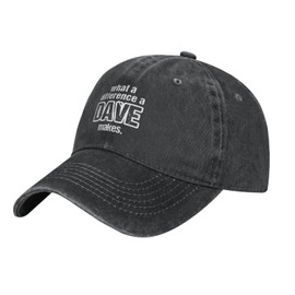 Funny Hat What A Differences A Dave Makes Hat for Men Baseball Caps Adjustable Hat Black
