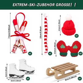 HARRA HOME Gnome Sledge Set, 9 Pieces Miniature Gnome Accessories, Gnome Door Accessories, Christmas Including Ski Sledge, Ice Skates, Hat, Scarves, Gloves, Children's Room Decoration for Christmas