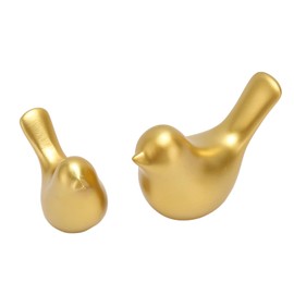 Small Birds Statues, Small Animal Statues Gold Home Bird Sculpture, Modern Style Decorative Ornaments Animal Figurines for Office Desktop, Bookshelf, Bedroom (2 Pack)