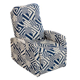 CRFATOP Recliner Chair Covers 4 Pieces Printed Small Reclining Slipcovers with Pocket Stretch Recliner Couch Slipcovers for Home Theater 1 Seat Recliner Sofa Cover for Kids Dogs Pets,C18