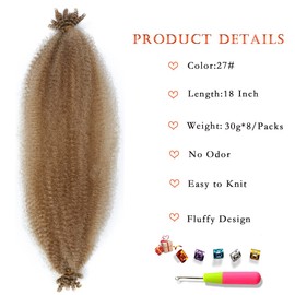 8 Packs Pre-Separated Springy Afro Twist Hair Suitable for Damaged Soft Locs Synthetic Marley Twist Braiding (27#, 18 Inch (Pack of 8))