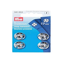 Prym Sew-On Snap Fasteners Brass Silver col 17 mm, 341252