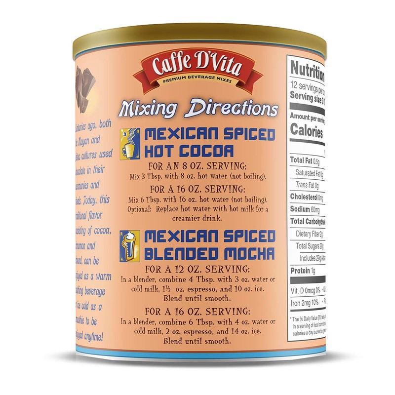 Caffe D’Vita Mexican Spiced Ground Chocolate 1 lb. can (16