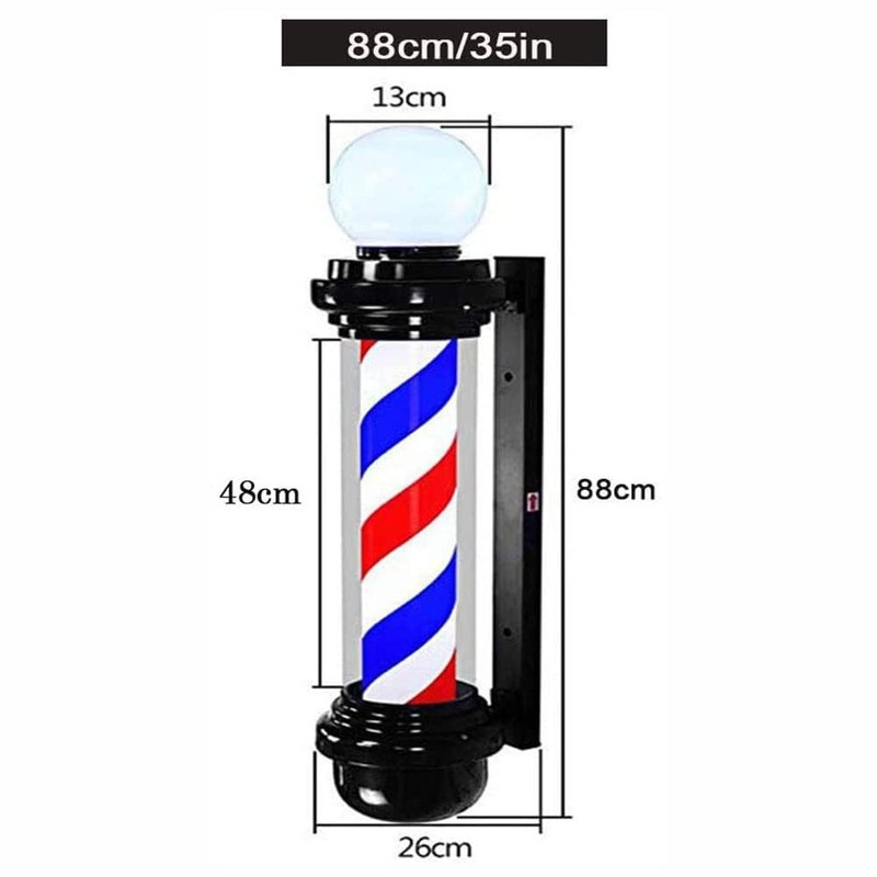 MIUXIU 35-inch Barber Pole Red White Blue Stripes with LED