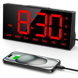 GOLOZA Digital Alarm Clocks for Bedrooms, Digital Clock with 4 Level Brightness +Off, Dual Customizable Alarms, USB Port, Power-Off Memory, Snooze, DST, 12/24H, Desk Clock for Kids Adults Elderly