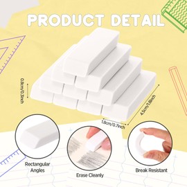 Wearage 12 Count White Erasers Rectangular Rubber Eraser Bulk for Art and Office Use Classroom Study Drawing Sketch Supplies